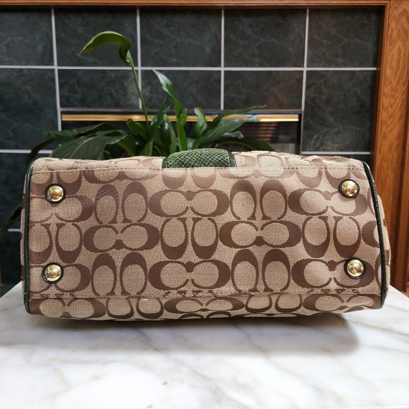 Coach Signature Python Stripe Satchel - Picture 9 of 16